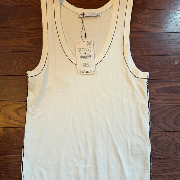 Zara Black & White Tank Top Size Medium New with Tags - Picture 2 of 5